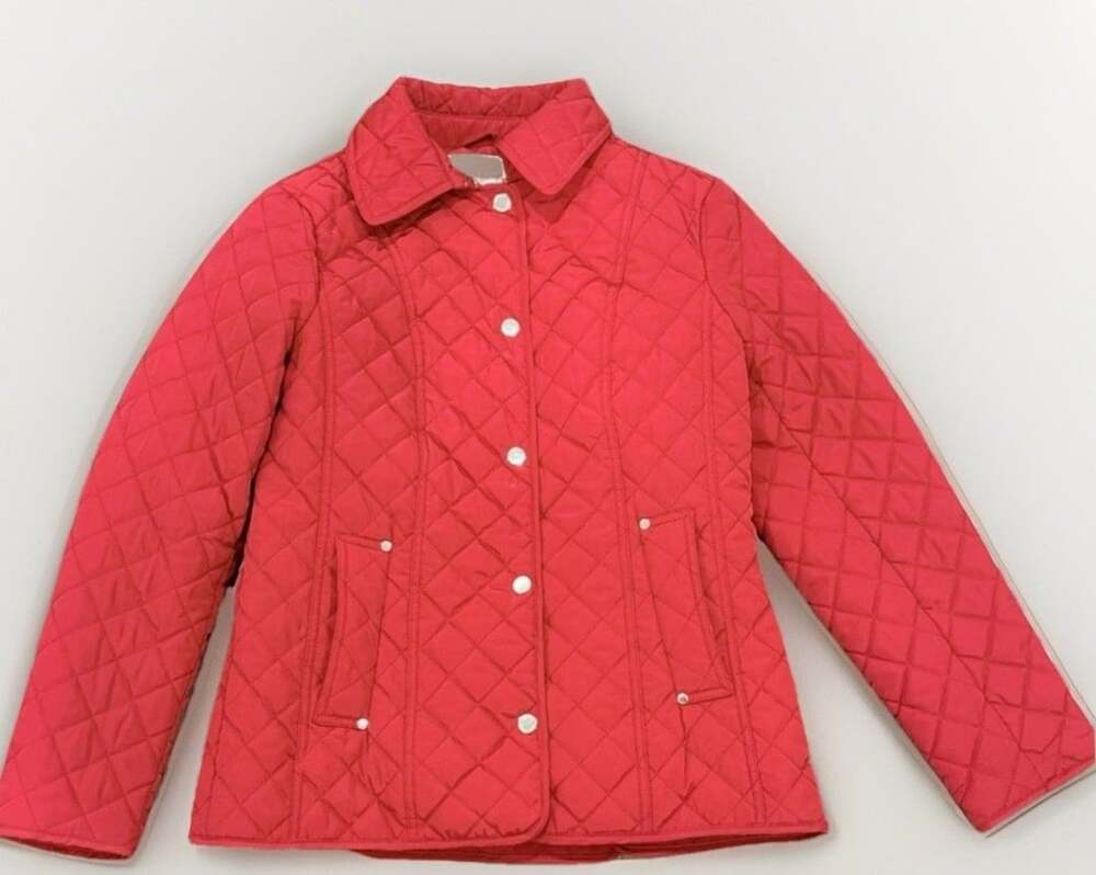 Michael Kors Women Bottom Front Quilted Red Snap Jacket L Pockets Size Small